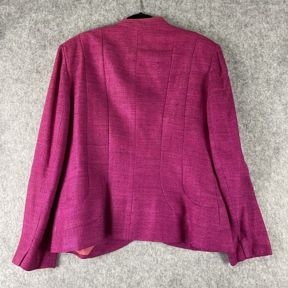 Vintage Christian Dior Silk Tweed Blazer Jacket Womens 14 Pink Gold Rhinestone - Picture 11 of 15